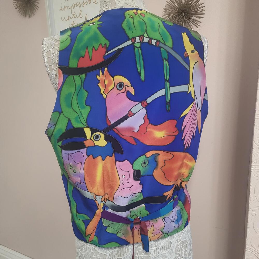 LKNW vintage 90's Sensual Silk by Caribbean Club M mens vest colorful - Picture 2 of 7